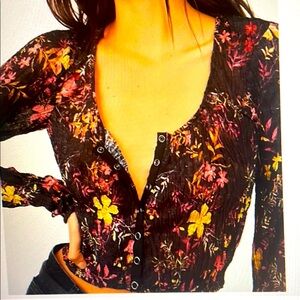 NWT Free People We The Free Angelina Floral Button Front XL Crop Top